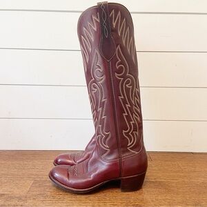 Lucchese | Women’s Burgundy Western Leather Cow girl Boots 7